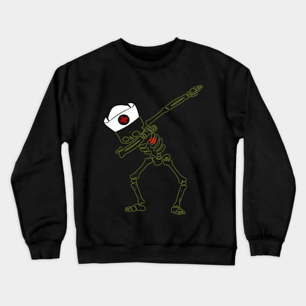 Dabbing skeleton Nurse Halloween Crewneck Sweatshirt by ChristianCrecenzio